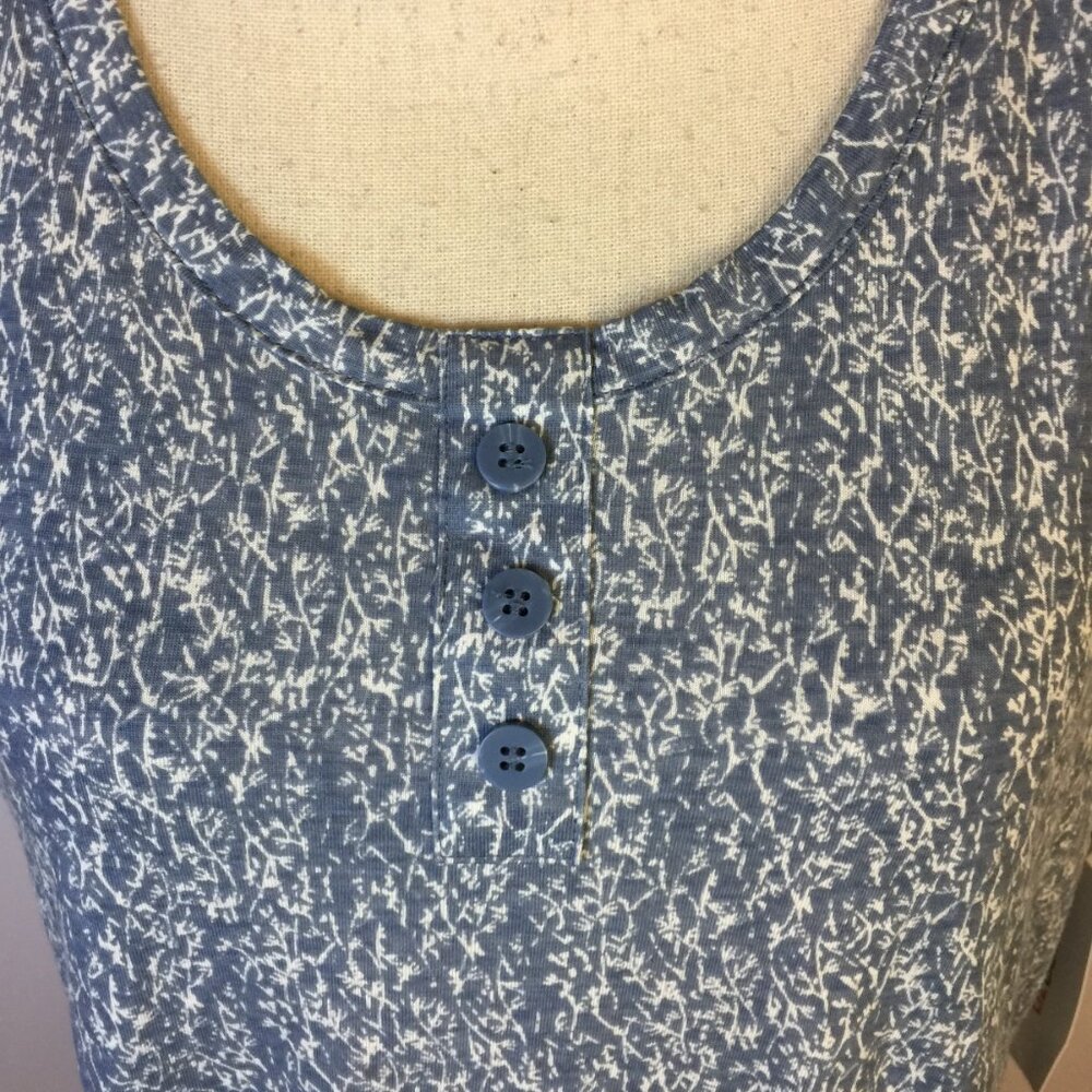 New! Liz Claiborne Blouse Tank Top L Womans Blue Printed Sleeveless Stretch - Picture 6 of 16